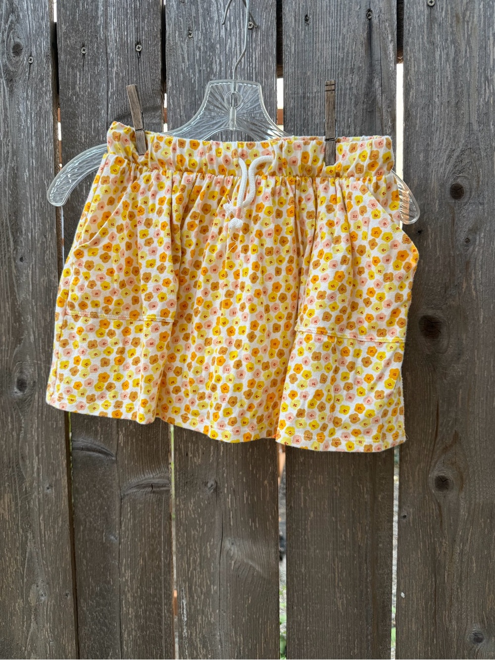 Girls 10/12 Cat & Jack Yellow Floral Drawstring Scooter Skort